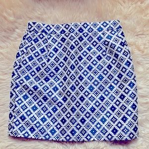 J. Crew Factory Blue / White Patterned Mini Skirt